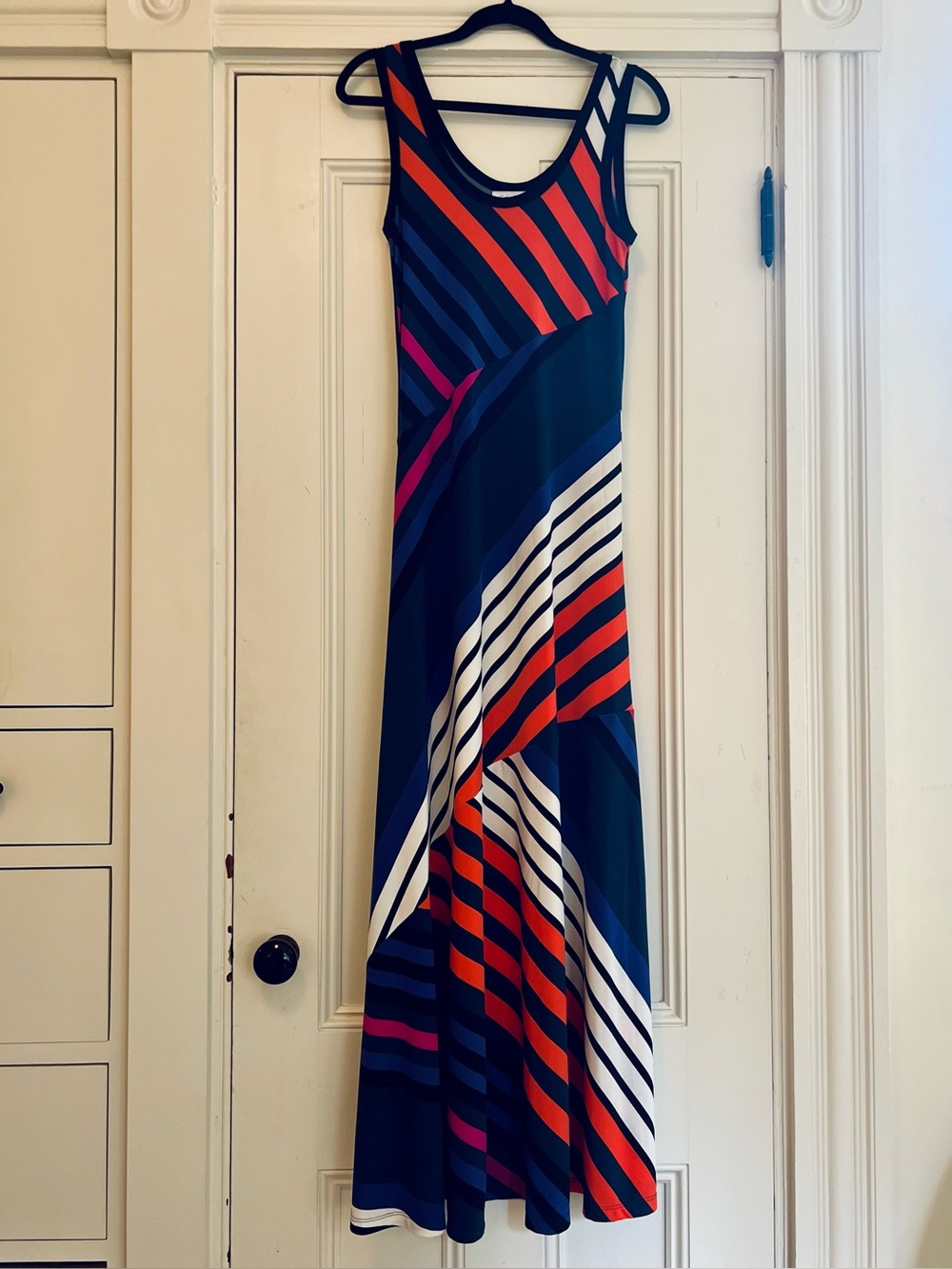 Calvin Klein Women's Sleeveless Striped Maxi Dress Multicolor Sm